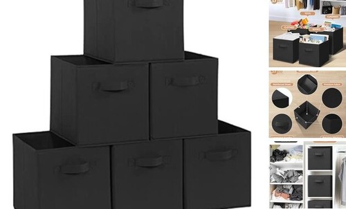 Aufbewahrungswürfel, 11 Zoll robust 6er Pack Stoff faltbar faltbar Behälter mit
