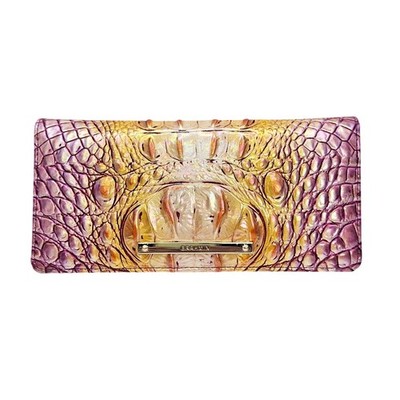 Brahmin Ady Wallet Grapefruit Ombre Melbourne Croc Leather Slim Bifold NWOT