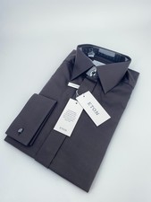 Eton Dress Shirt Mens S 15 - 38 Black Fine Twill Stretch Contemporary Fit Formal