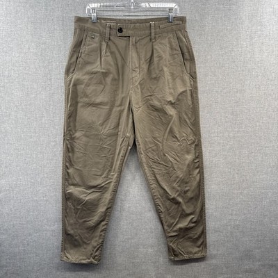 G Star Raw Worker Chino Pants Mens 32x32 Relaxed Pleated Beige Twill Pockets