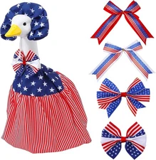 Independence Day Porch Goose Outfit With 4 Bows - Patriotic Costume 
