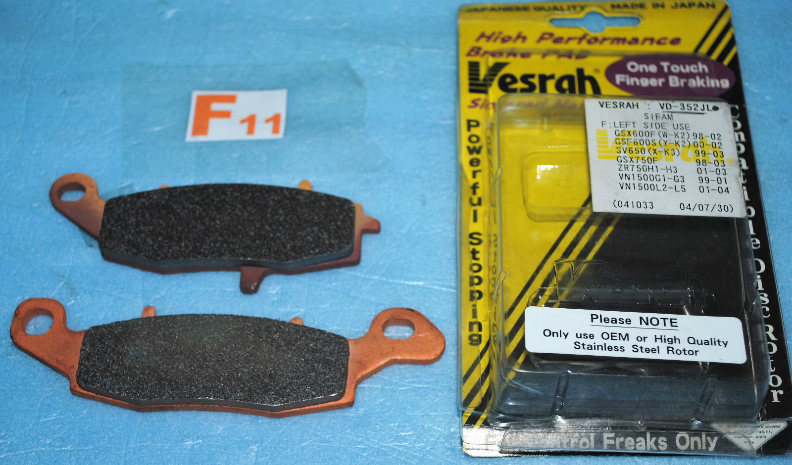 Plaquettes frein Vesrah à endurance thermique pour SV 650 et ER5