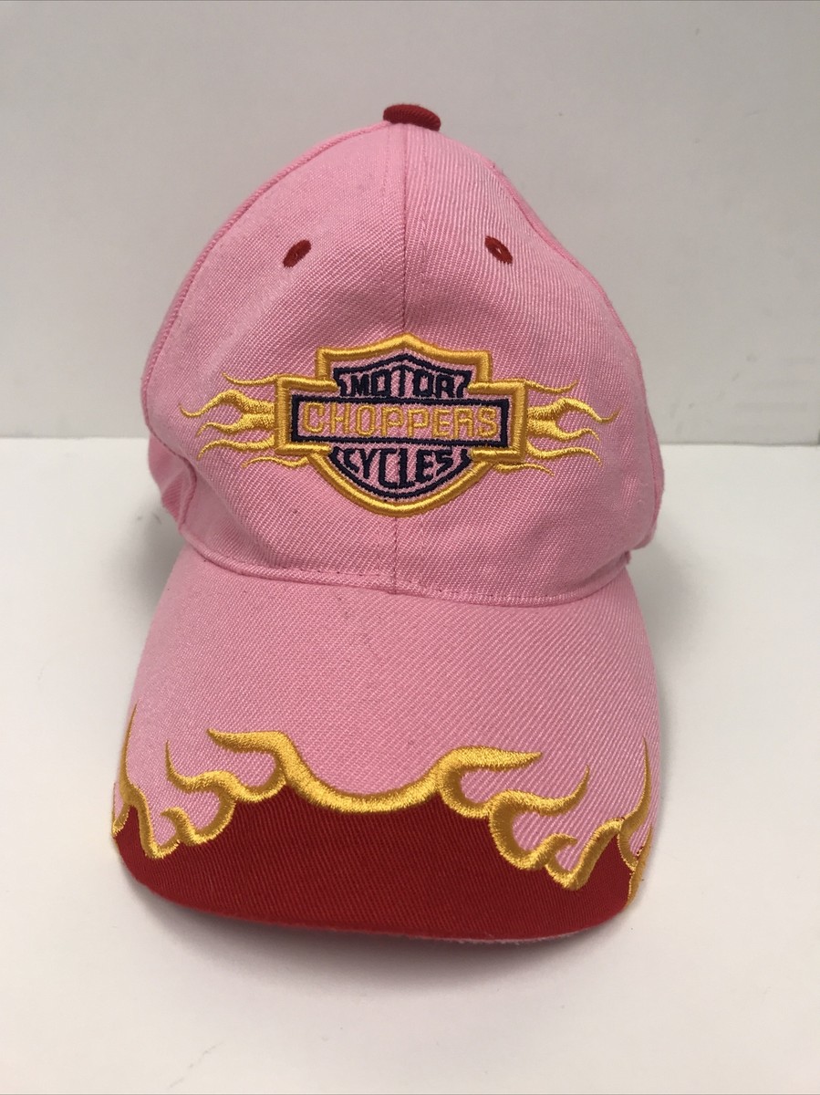 Motor Choppers Cycles Cap Hat Pink And Red Stcky Close 735