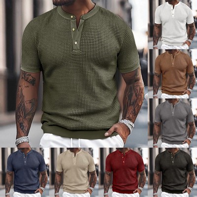 European Solid Color Knitted Pineapple Jacquard Texture Men Casual Loose
