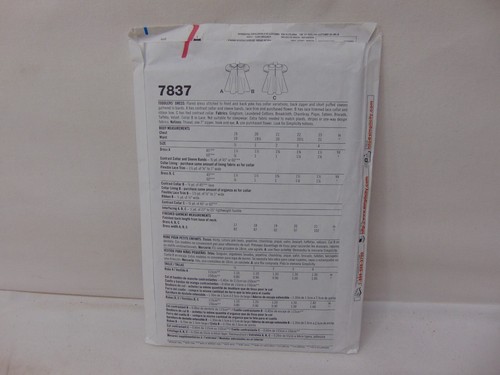 SIMPLICITY SEWING PATTERN UNCUT 7837 KIDS 2,3,4 SPECIAL OCCASION DRESS RARE EDIT - Picture 3 of 3