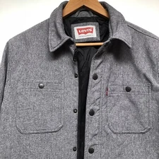 LEVI'S Classic Soft Shell Trucker Jacket Heather Gray Pockets Mens S Zip NOTES
