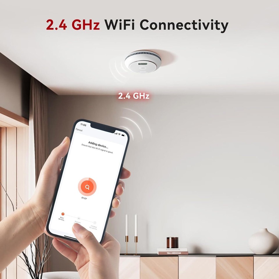 2.4G Smart Smoke And Carbon Monoxide Detector Combo With Digital