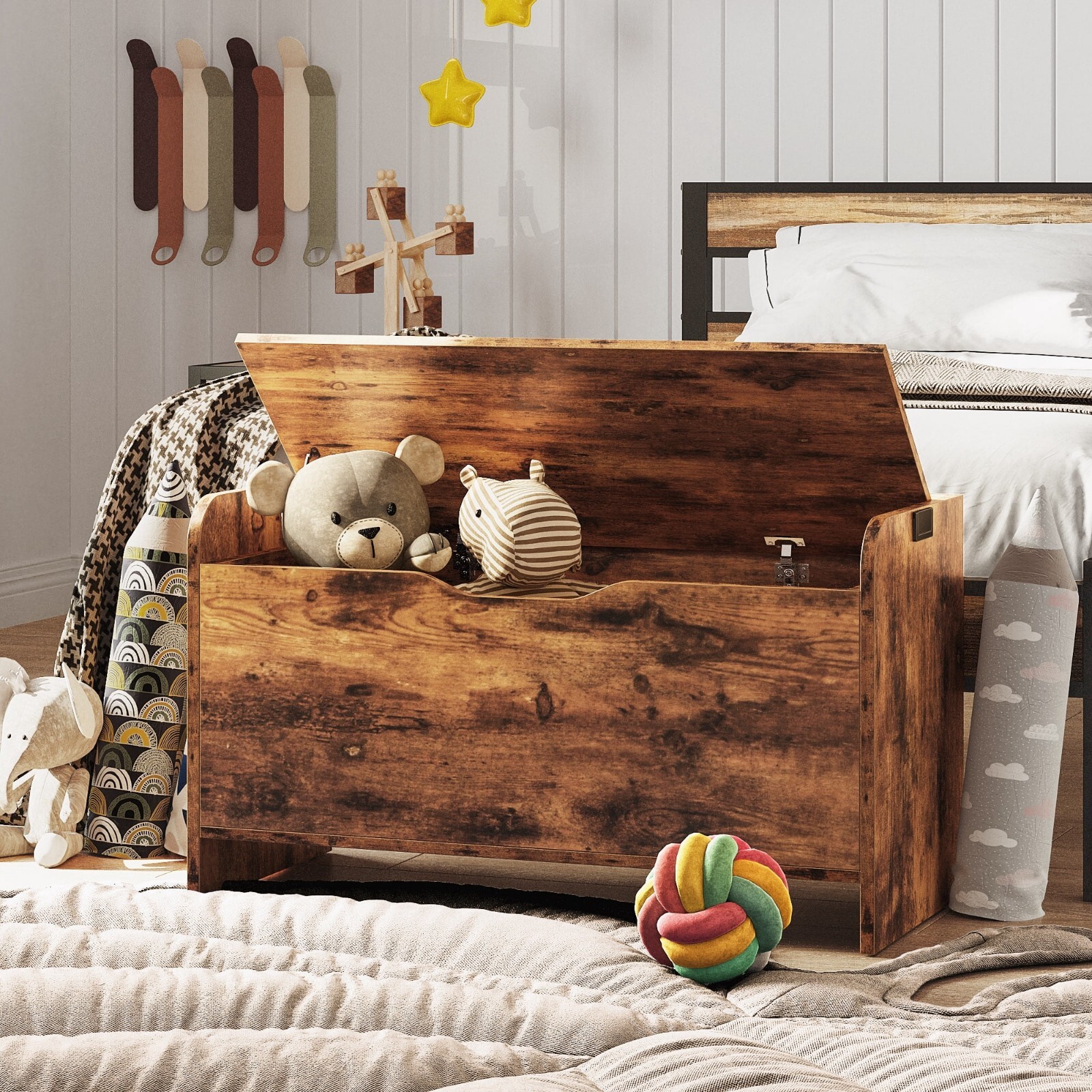 Storage Bench Toy Box Organizer For Kids Vintage Bedroom Living Room