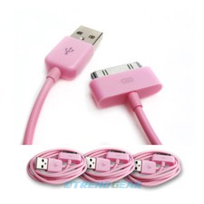 3 PCS USB SYNC DATA POWER CHARGER CABLE IPAD IPHONE IPOD CLASSIC TOUCH NANO PINK