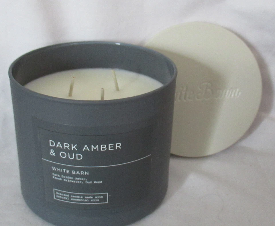 White Barn Bath & Body Works 3-wick Scented Candle Lot Set 2 DARK AMBER & OUD - Image 3 of 4