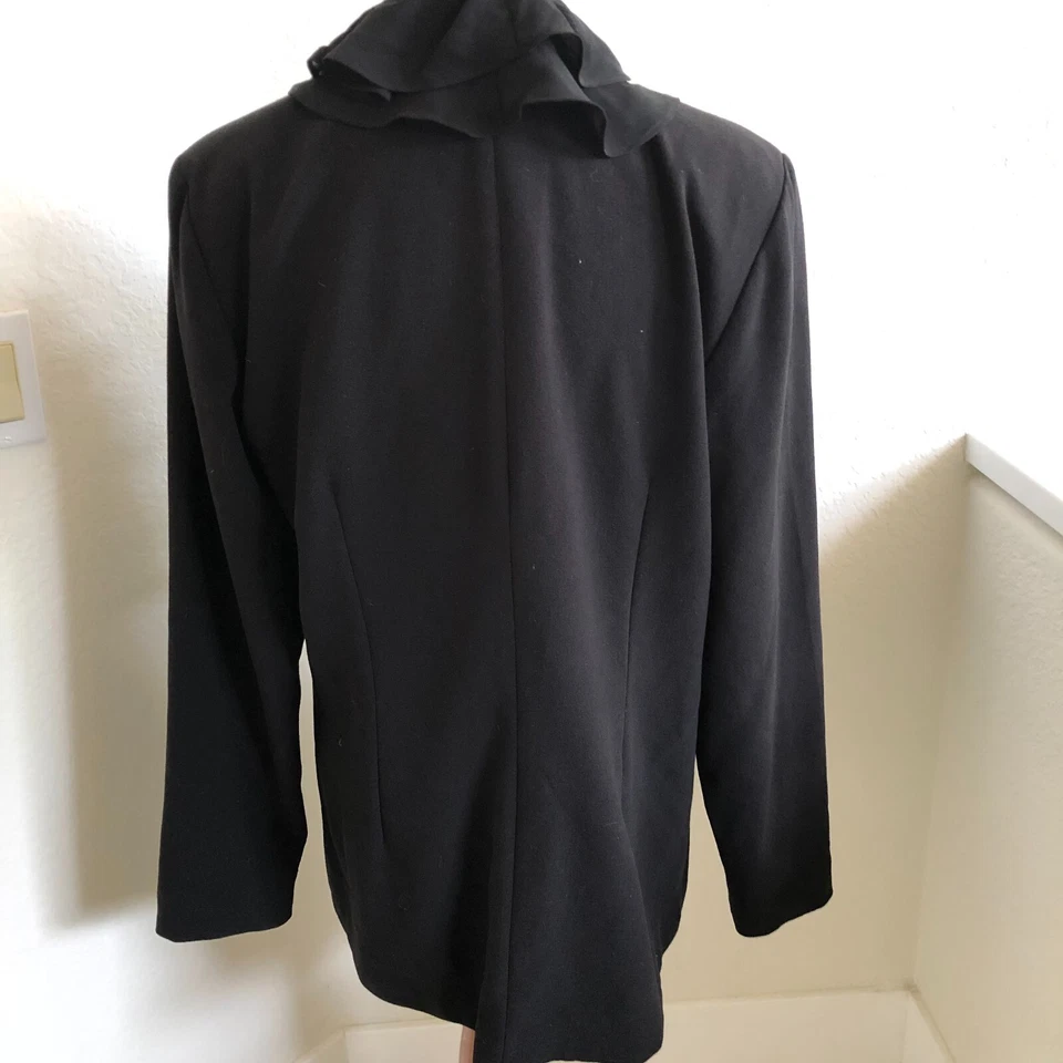 Blazer Marc Bouwer Mujer Negro Extraíble Volantes Ribete Talla L Bolsillos S Foto 2 de 4