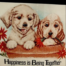 Janlynn Puppy Dogs Kit Cross Stitch Happiness Is Being Together Flower 195-0604