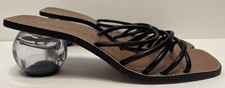 BCBG Maxazria Black Tubular Leather Slide Sandal Ball Heel NEW 219 Size 9