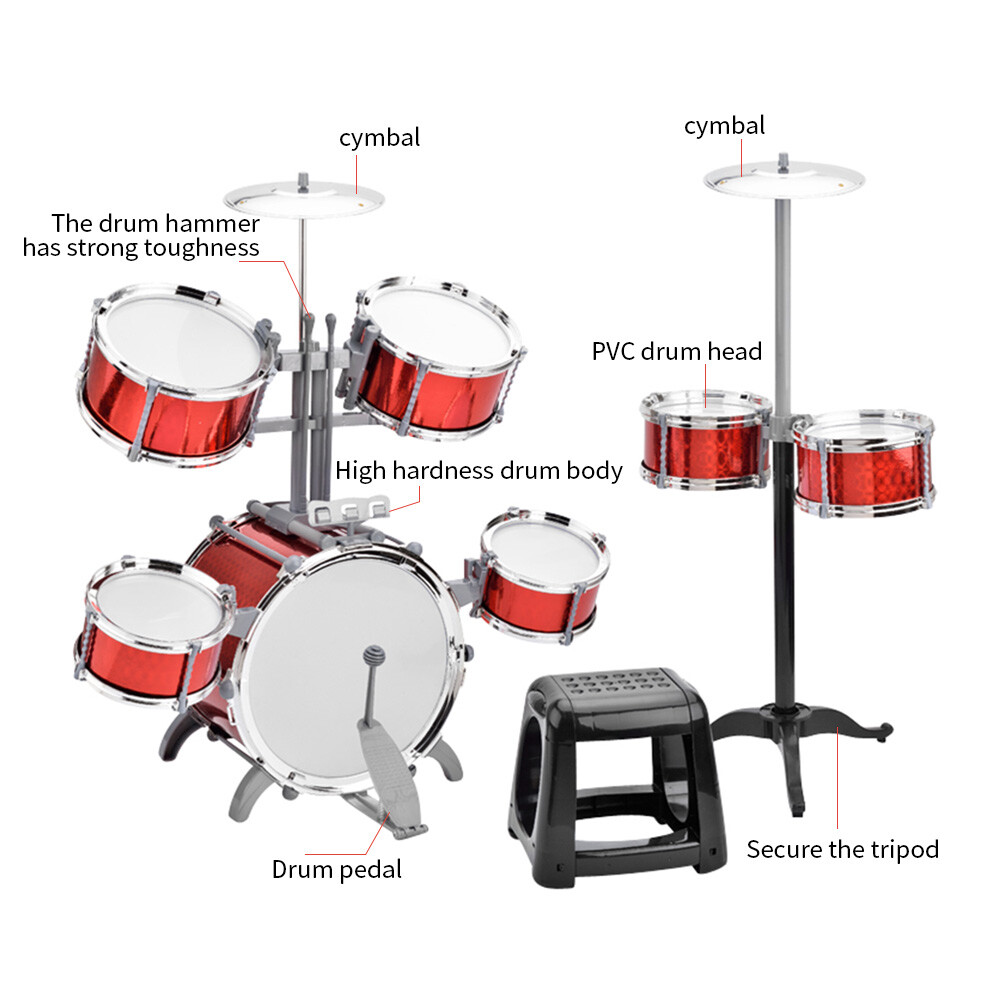 Kids Drum Set 7-Piece Beginner Jazz Drum Kit Starter