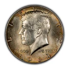 1964 50c Kennedy Half Dollar - Neon Rainbow Rim Toning - BU - SKU-H3201