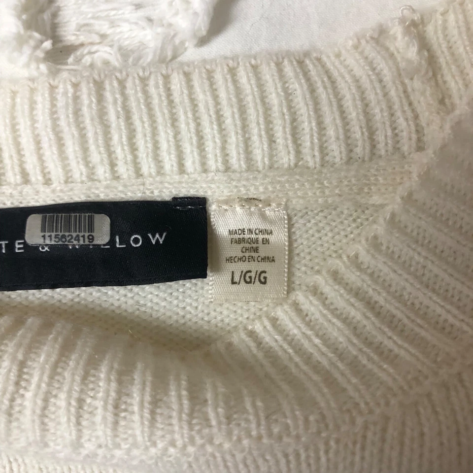 СЛАНЕЦ + ИВА слоновой кости легкий свитер с радужными рукавами женщин L - Изображение 3 из 4