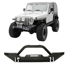 Front Rear Bumper W/LED Lights Winch Plate D-rings Fit 87-06 Jeep Wrangler TJ YJ