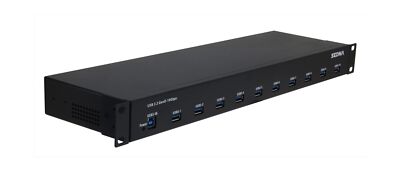 SEDNA - 19 Inch 1U Rack Mount 10 Port USB 3.2 Gen II Hub (10Gbps) with 5V 10A...