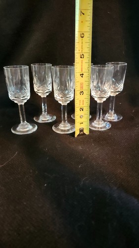 Juego de 6 Gafas Cordiales Cristal De Sevres Diseño Corte Cristal 3.5" Alto Hecho en - Imagen 4 de 8