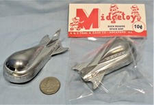 Buck Rogers Spaceship 1954 Die Cast Midgetoy Rubber Wheels Bright Silver
