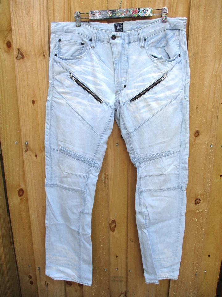 Prps E76P117X authentic stonewashed moto distressed straight leg jeans 38 32 - Image 3 of 4