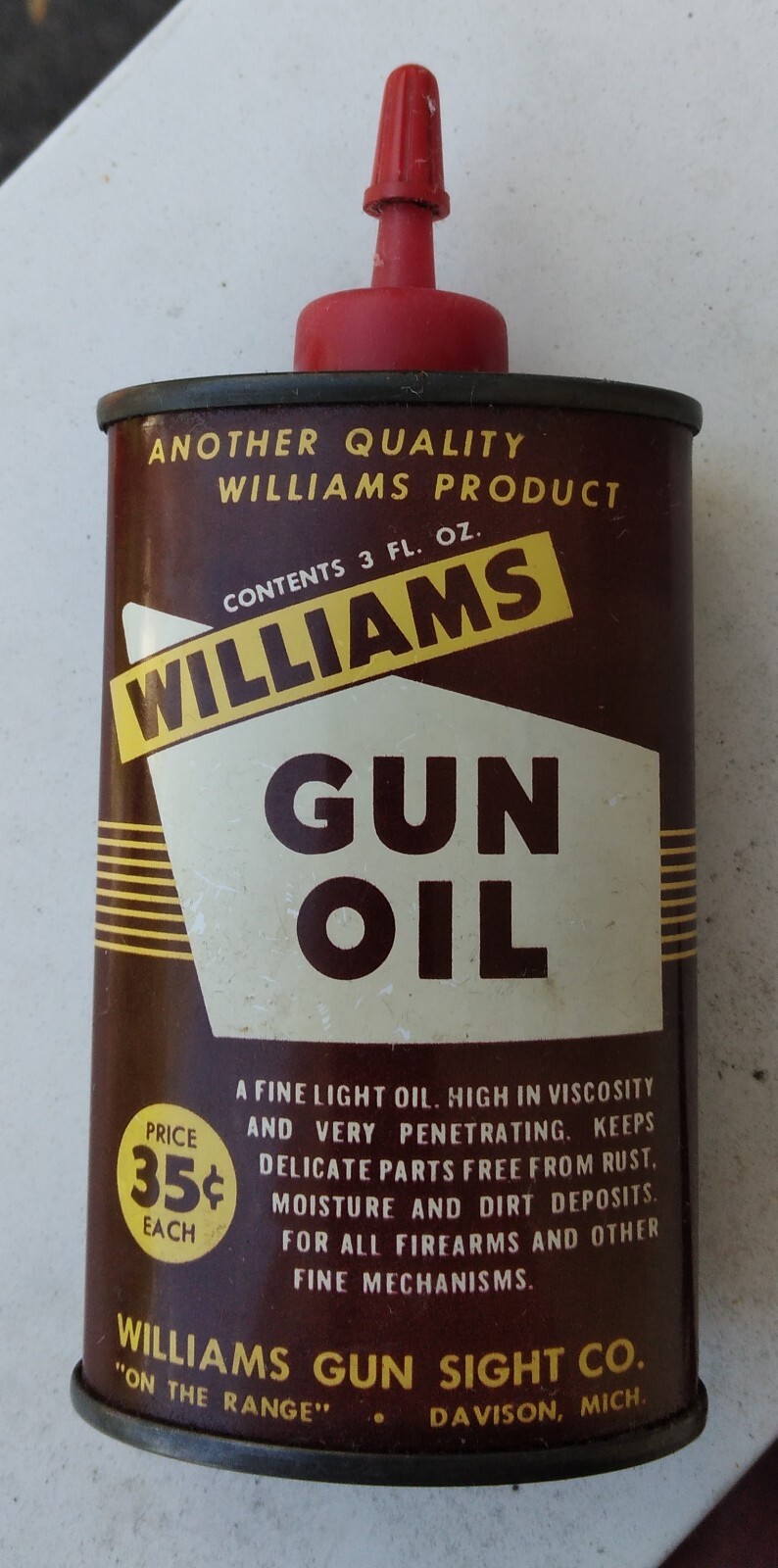 WILLIAMS GUN OIL, WILLIAMS GUN SIGHT CO.DAVISON MICHIGAN, NICE HAND
