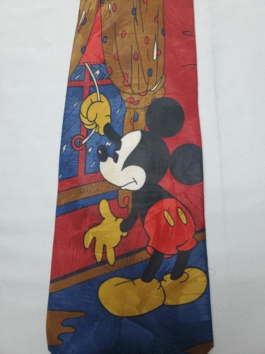 Mickey Unlimited "Rainy Day Mickey Mouse" 57" Red Tie Necktie Made In Italy - Picture 4 of 13
