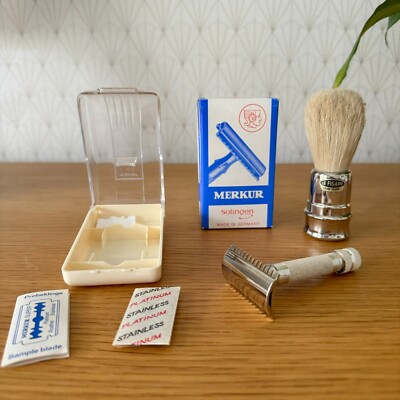 NEW SOLINGEN MERKUR RAZOR RAZOR + BADGER SAFETY RAZOR 311