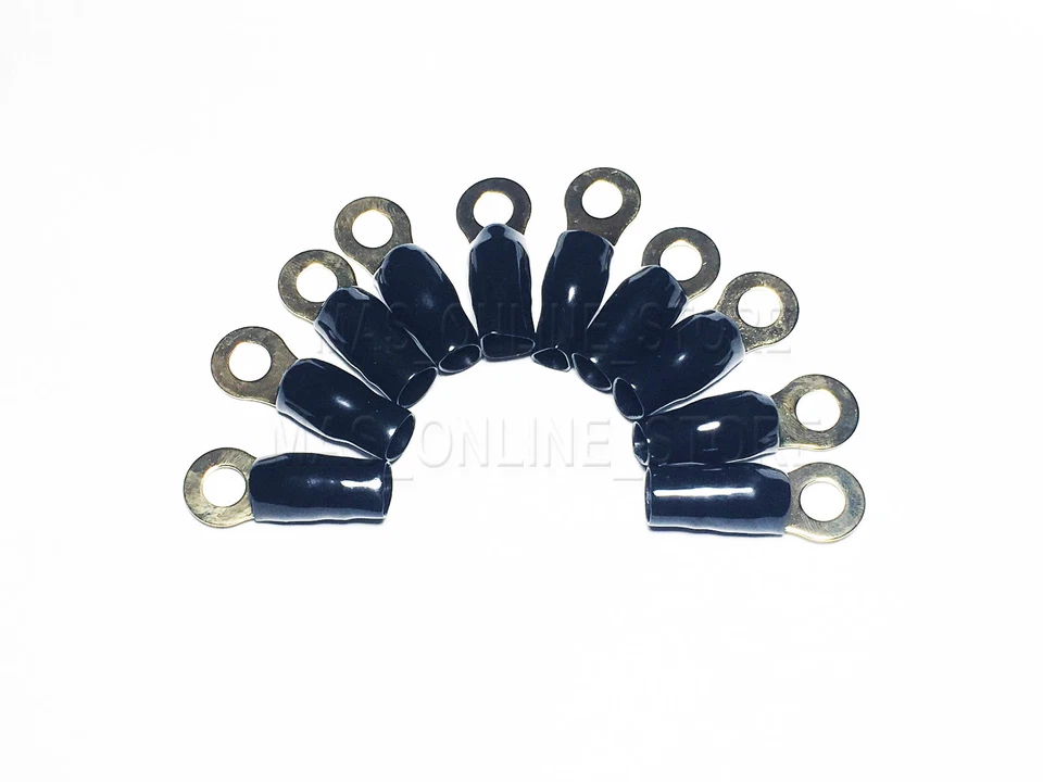 8 Gauge Ring Terminal 10 Pack 8 AWG WIRE Crimp Cable - BLACK Boots- 5/16 - Image 4 of 4