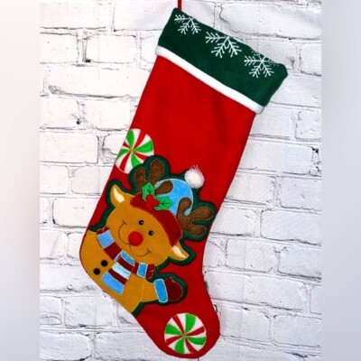 Reindeer 3D super cute felt Christmas stocking