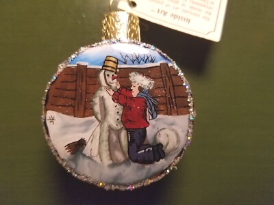 Merck Family OLD WORLD CHRISTMAS ORNAMENT - BOY BUILDS SNOWMAN- new other