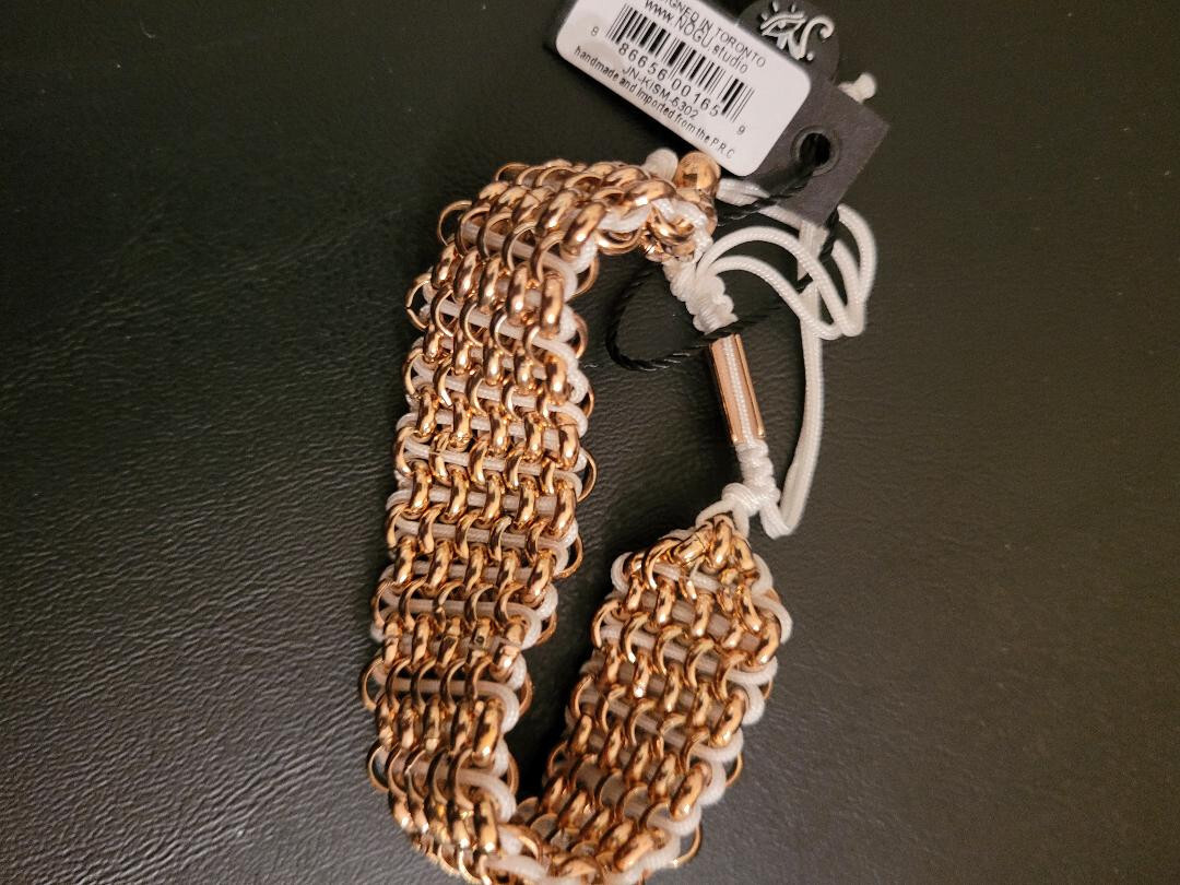 Nogu Tree Sloth Links Deluxe Kismet Bracelet White x Rose Gold