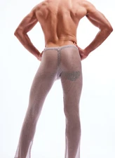 N2N Bodywear Men silver net X wish see through pants lounge wear size L