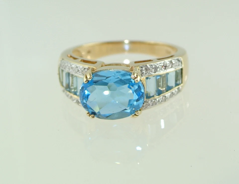 Damenring mit Aquamarin & Diamanten - 375er 9 K Gold (53 (16,8 mm Ø)* - Bild 2 von 4