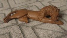 Wood Carved Lion. Hand Carved  Made In Kenya . Resting Lion.