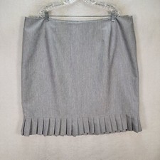 Vtg 90s Gray Stretch Pleated Hemline Retro Pencil Womens Skirt Plus Size 22W