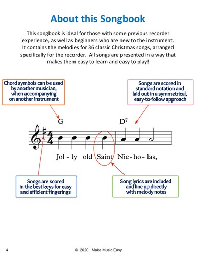 Recorder Christmas Book - Beginner Recorder Sheet Music - PDF FILE FORMAT - Picture 3 of 7