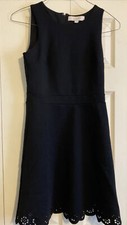 LOFT Black A Line Sleeveless Laser Cut Hem Dress Size 0