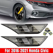 2x For 2016-2021 Honda Civic Smoke Front Bumper Reflector Side Marker Light Lamp