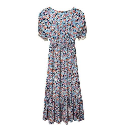 Zara Midikleid blau rot Blumen Cottagecore Boho Spitze Rüschen Gr. XS - Bild 4 von 6