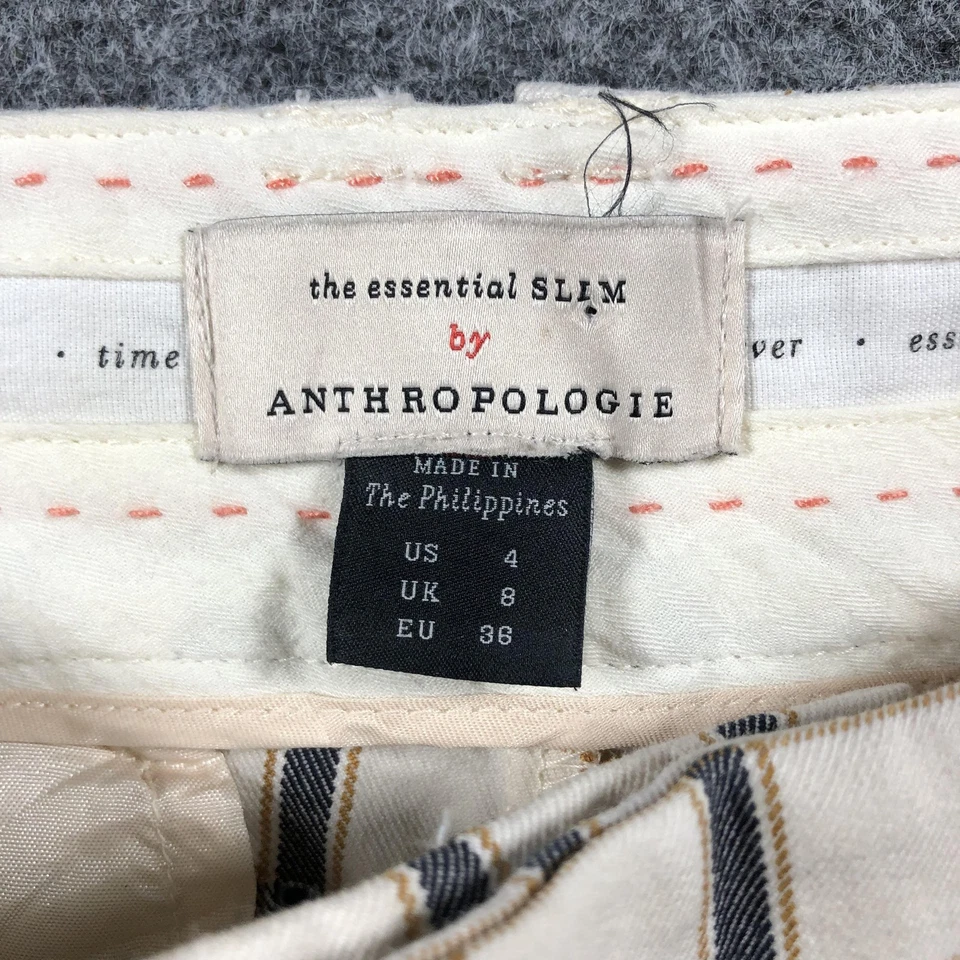 Anthropologie Pants Womens 4 Cream Plaid The Essential Slim Trouser Dress Work - Image 2 of 4