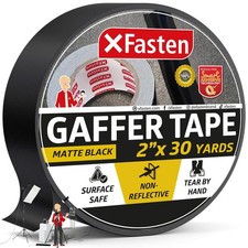 XFasten Black Gaffers Tape 2 Inch x 30 Yards 90 Feet Residue-Free