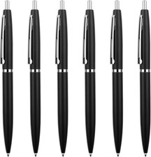 6 Pack Black Sliver Click Ballpoint Pens -1.0mm Medium Point Black Ink with ...
