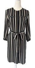 Loft Black Striped Shirt Dress Tie Waist Size 0