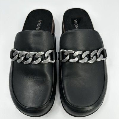 VIONIC GEORGIE MULE Arch Support WOMEN'S Slip On shoes Black size 8 Chain Detail