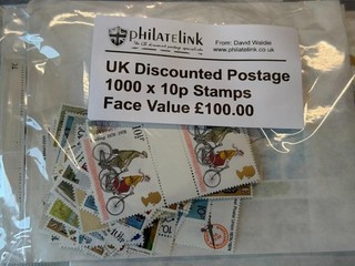 GB (FV £100.00) 1000 x 10p Valid UK discounted Postage Stamps
