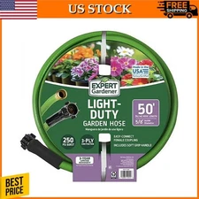 Light Duty 5/8" x 50' Vinyl Garden Water Hose Flexible Leak-Resistant Couplings