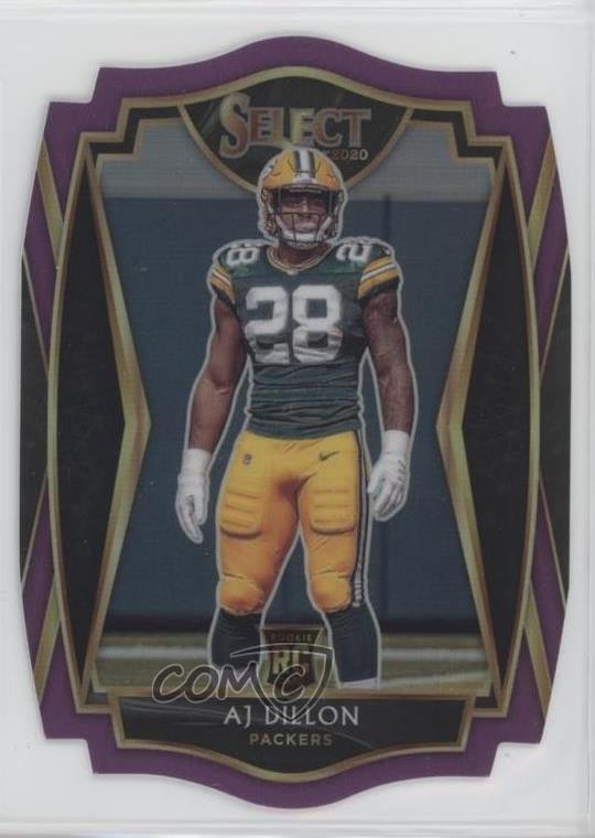 2020 Panini Select Premier Level Purple Prizm Die-Cut AJ Dillon #165 2jg