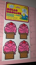 Vintage Mello Smello Cherry Ice Cream/Martini Scratch N sniff Stickers READ