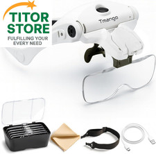 Rechargeable Lighted Headband Magnifier   Hands-Free Magnifying Tool White